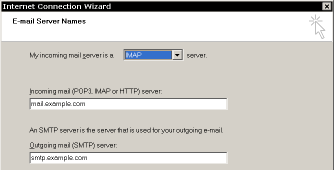 Outlook Express IMAP settings